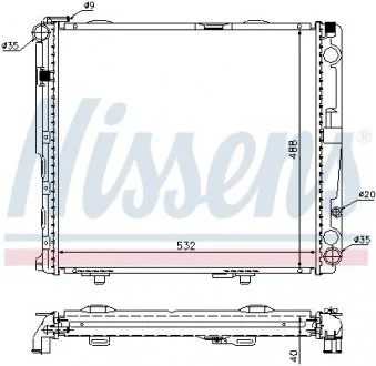 Радиатор MB E W 124(84-)E 250 D(+)[OE 124 500 17 02] NISSENS 62696A