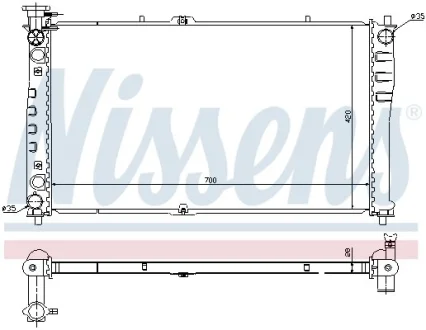 Радіатор двигуна KIA CARNIVAL I, CARNIVAL II 2.5 08.99-06.06 NISSENS 66641