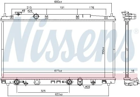 Радіатор HD FIT(09-)1.4 i 16V(+)[OE 19010RB1901] NISSENS 681374