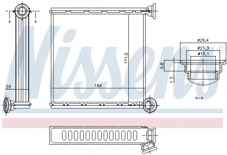 Радиатор системы обогрева салона NISSENS 73980