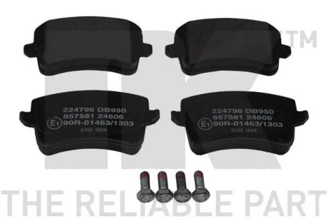 Тормозные колодки дисковые задние Audi A4 (B8) Avant S4 08- (до вентилируемых) NK 224796