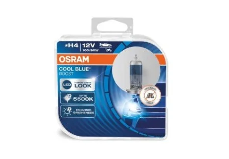 Автолампа Cool Blue Boost H4 P43t 90 W 100 W светло-голубая OSRAM 62193CBBHCB