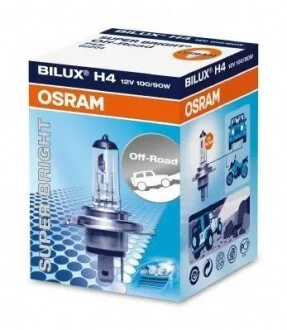 Лампа (картон 1шт) H4 12В 90/100Вт P43T без гомологічного сертифікату Super Bright OSRAM 62204