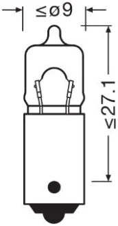 Автолампа Original Miniwatt T5W BA9s 5 W прозрачная OSRAM 64111 (фото 1)