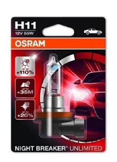 Автолампа Night Breaker Unlimited H11 PGJ19-2 55 W прозрачно-голубая OSRAM 64211NBU-01B (фото 1)