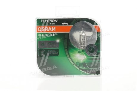 Лампа фари H11 12V 55W PGJ19-2 ULTRA LIFE (комплект)) OSRAM 64211ULT-HCB-DUO (фото 1)