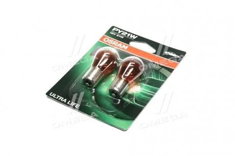 Лампа розжарювання PY21W 12V 21W BAU15s Ultra Life (комплект) OSRAM 7507ULT02B