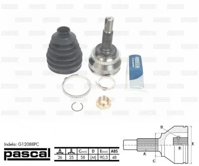 ШРУС граната для приводного вала PASCAL G12088PC
