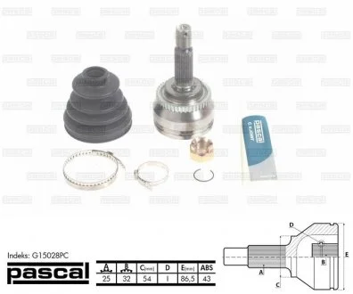 ШРУС граната для приводного вала PASCAL G15028PC