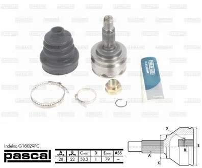 ШРУС граната для приводного вала PASCAL G18029PC