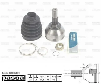 ШРУС граната для приводного вала PASCAL G1C020PC