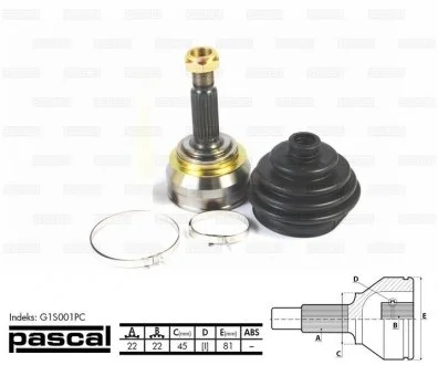 ШРУС граната для приводного вала PASCAL G1S001PC