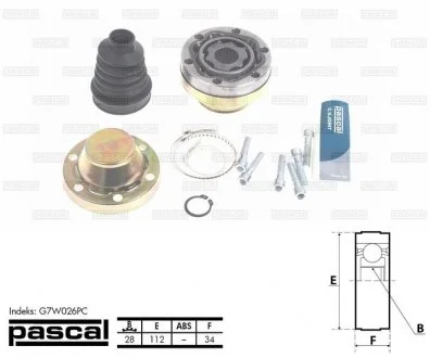 ШРУС граната для приводного вала PASCAL G7W026PC