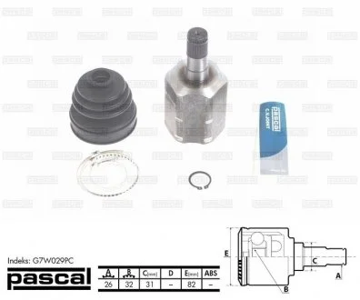 ШРУС граната для приводного вала PASCAL G7W029PC