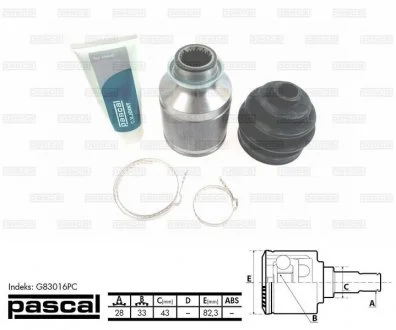 ШРУС граната для приводного вала PASCAL G83016PC