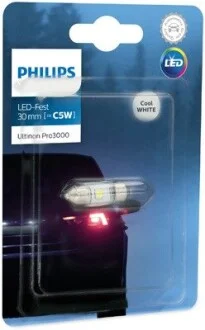 Автолампа / 1 шт. / LED / 12V / 0,6W / тип:C5W / цоколь:SV8.5 (9,8 x 31mm) / 6000K / 50 lm / PHILIPS 11860U30CWB1