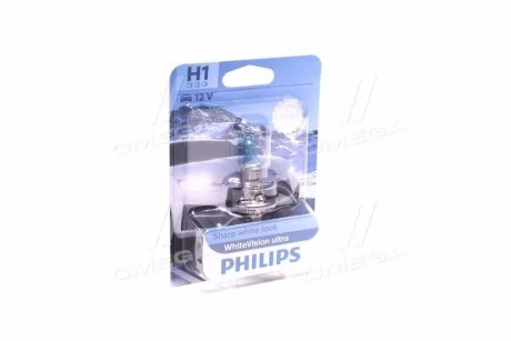 Автолампа WhiteVision Ultra H1 P14,5s 55 W светло-голубая PHILIPS 12258WVUB1