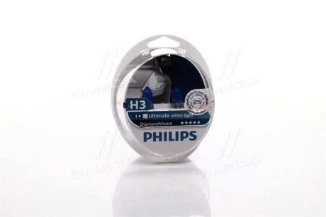 Автолампа DiamondVision H3 PK22s 55 W синяя PHILIPS 12336DVS2
