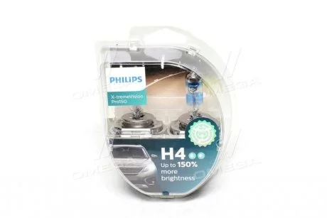 Фото 1 - автолампа X-tremeVision Pro150 H4 P43t-38 55 W 60 W прозрачно-голубая PHILIPS 12342XVPS2 Автолампа X-tremeVision Pro150 H4 P43t-38 55 W 60 W прозрачно-голубая PHILIPS 12342XVPS2 (фото 1)