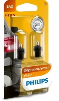 Автолампа Philips Vision BAX BAX8,5d/2 1,2 W прозрачная PHILIPS 12598B2