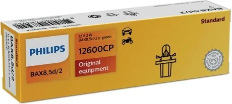 Автолампа Philips Vision BAX BAX8,5d/2 2 W прозрачная PHILIPS 12600CP