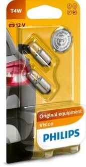 Автолампа Philips Vision T4W BA9s 4 W прозрачная PHILIPS 12929B2