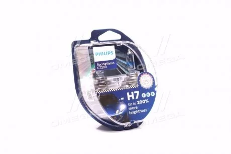 Лампа розжарювання H7 RacingVision GT200 +200 12V 55W PX26d (комплект) (пр-во Philips) PHILIPS 12972RGTS2