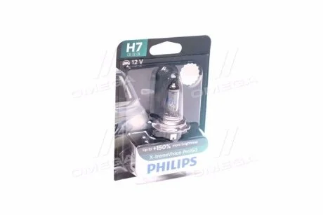 Лампа розжарювання H7 X-tremeVision Pro150 +150 12V 55W PX26d (пр-во Philips) PHILIPS 12972XVPB1