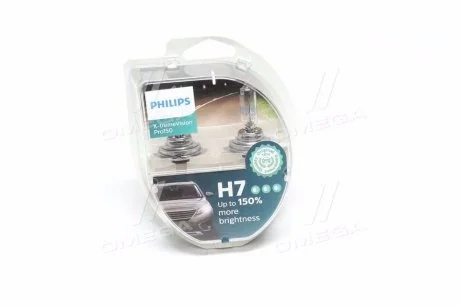 Лампа розжарювання H7 X-tremeVision Pro150 +150 12V 55W PX26d (комплект) (пр-во Philips) PHILIPS 12972XVPS2