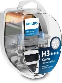 Автолампа MasterDuty H3 PK22s 70 W светло-голубая PHILIPS 13336MDBVS2