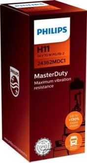 Фото 1 - автолампа MasterDuty H11 PGJ19-2 70 W прозрачная PHILIPS 24362MDC1 Автолампа MasterDuty H11 PGJ19-2 70 W прозрачная PHILIPS 24362MDC1 (фото 1)