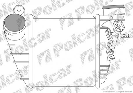 Радіатор інтеркулера Audi / VW 1.8T / 1.9TDI 96- Polcar 1323J8-1 (фото 1)