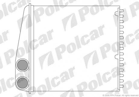 Радиатор печки Nissan Micra K12 1.0 16V 2002/11>/Renault Clio II, III 1.0-1.6 01.03- Polcar 2707N8-2 (фото 1)