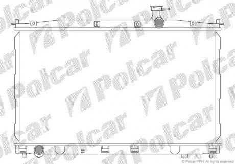 Радіатор охолодження двигуна Hyundai Santa Fé 2.2D/2.7 03.06-12.12 Polcar 405108-2 (фото 1)