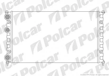 Радіатор охолодж. двигуна VW Caddy II, Polo 1.4-1.9D 02.93-01.04 Polcar 671308-6