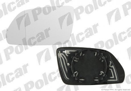 Стекло зеркала ливье Skoda Octavia 04- /VW Polo 05- Polcar 6922546E