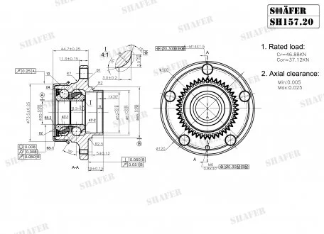 Пiдшипник ступиці зад.+монтажний к-кт VW Golf 4/Audi A3/ Skoda Octavia 96-15 SHAFER SH157.20K
