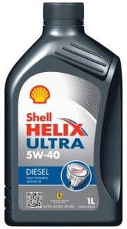 Олива двигуна 1L Helix Ultra Diesel 5W-40 (API CF ACEA A3/B3/B4 BMW LL-01MB 229.5/226.5 VW 505 00 RN0710 FIAT 955535-Z2) SHELL 550046644