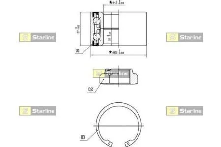 Подшипник ступицы колеса, к-кт. STARLINE LO 00962