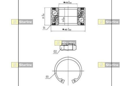 Подшипник ступицы колеса, к-кт. STARLINE LO 01307