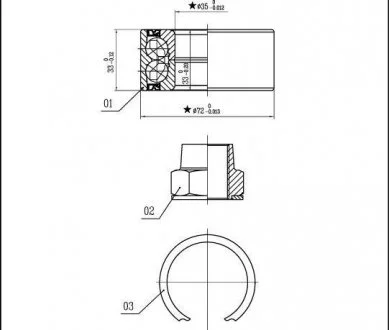 Подшипник ступицы колеса, к-кт. STARLINE LO 03414