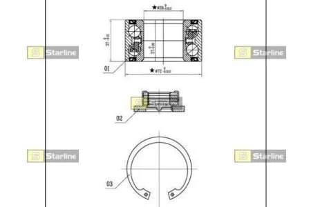 Подшипник ступицы колеса, к-кт. STARLINE LO 03530