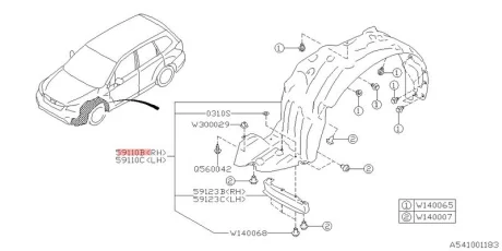 Підкрилок передній правий в зборі S13 SUBARU 59110SG021