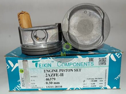 Поршень із пальцем (к-кт на циліндр) 2AZFE 0.5/88.5/1-1-2/22mm camry39, TEIKIN 46379050
