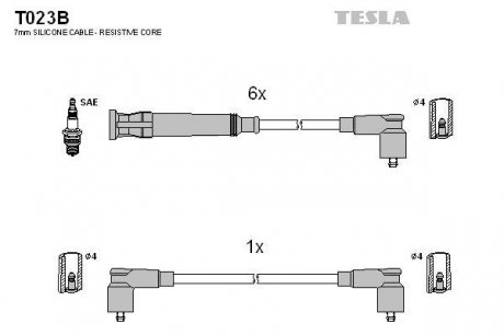 Кабель зажигания, к-кт BMW E21,E30,E28 77-87 2,0;2,3 TESLA T023B