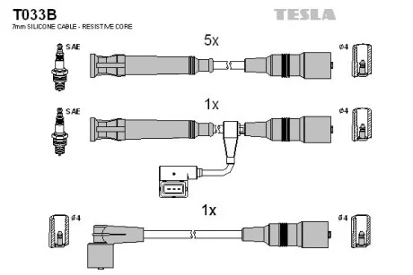 Комплект високовольтних дротів TESLA T033B