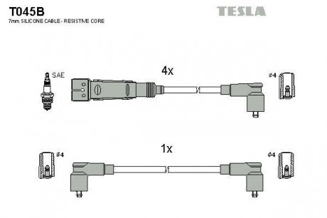 Комплект високовольтних дротів TESLA T045B