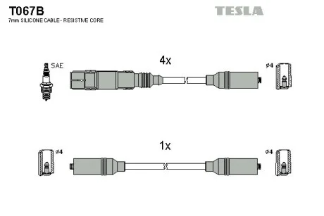Комплект високовольтних дротів TESLA T067B