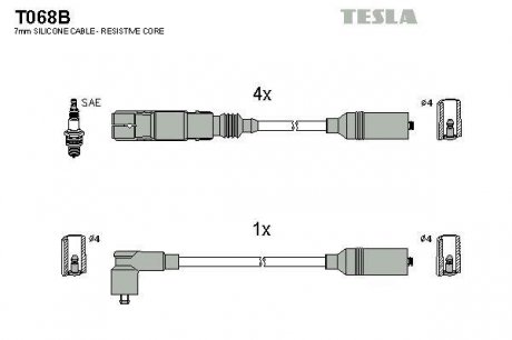 Комплект высоковольтных проводов TESLA T068B (фото 1)