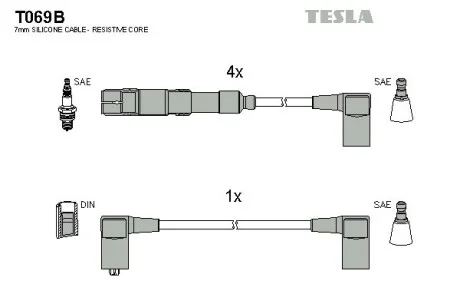 Кабель зажигания, к-кт Аналог TES T740C Mersedes 80-97 1,8;2,0;2,3 TESLA T069B (фото 1)